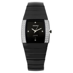 Rado Sintra Jubile Montre à quartz en céramique avec cadran noir et diamants, pour femmes R13617712