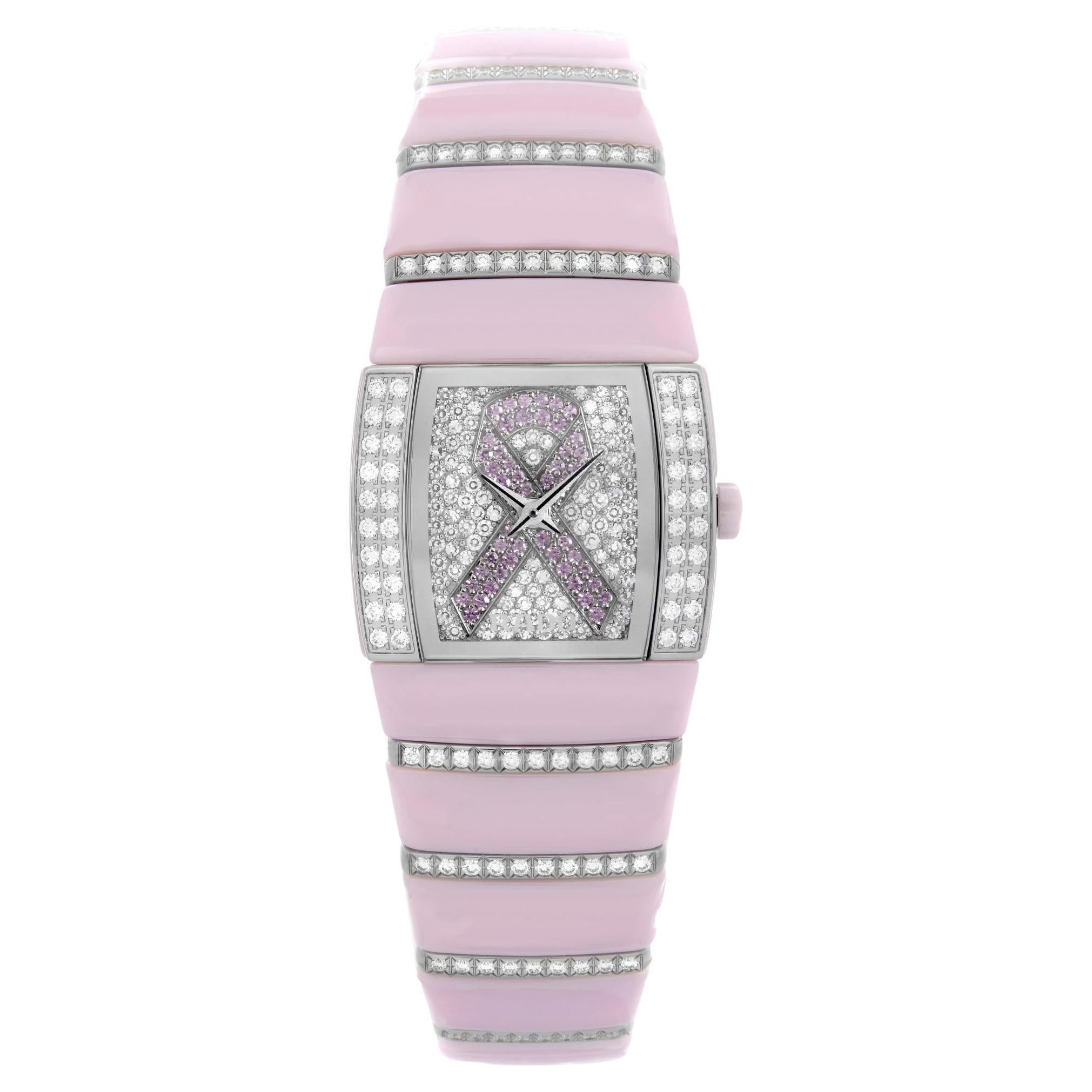 Rado Sintra Jubile Limited Edition Pink Ceramic Diamonds Ladies Watch R13652942 For Sale