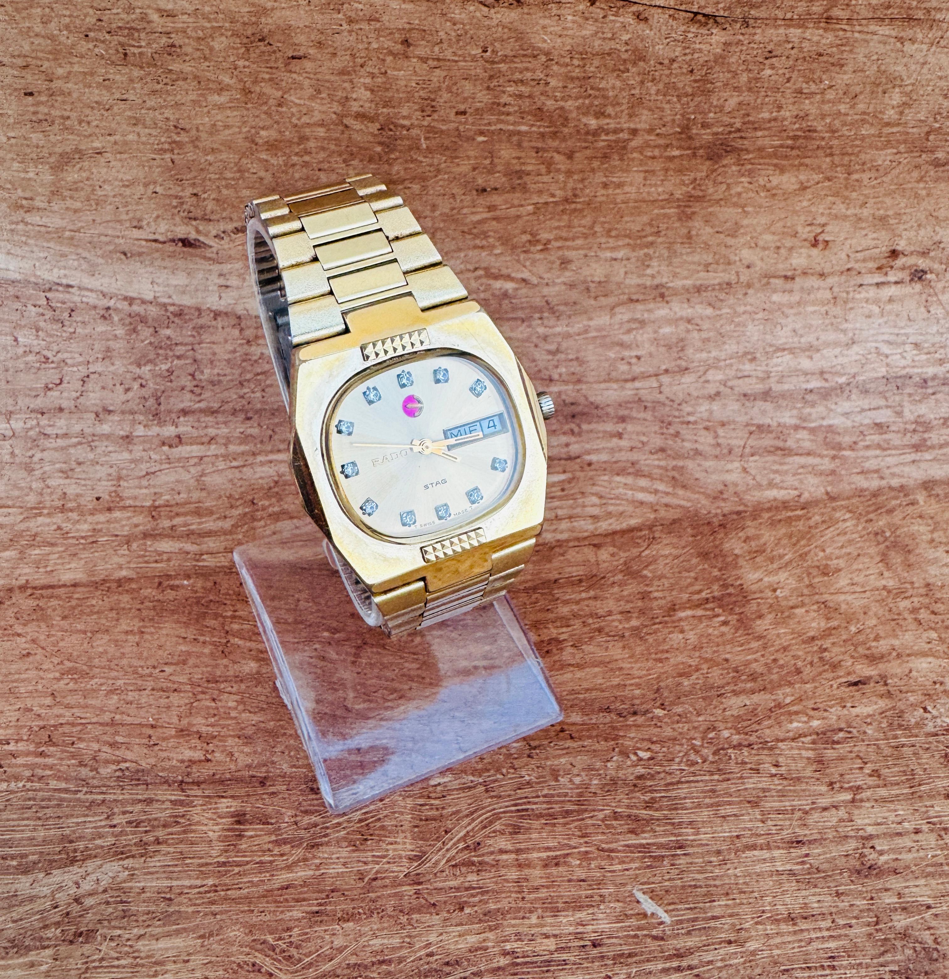 Rado Stag Gold Plated Automatic Day / Date Watch im Angebot 6