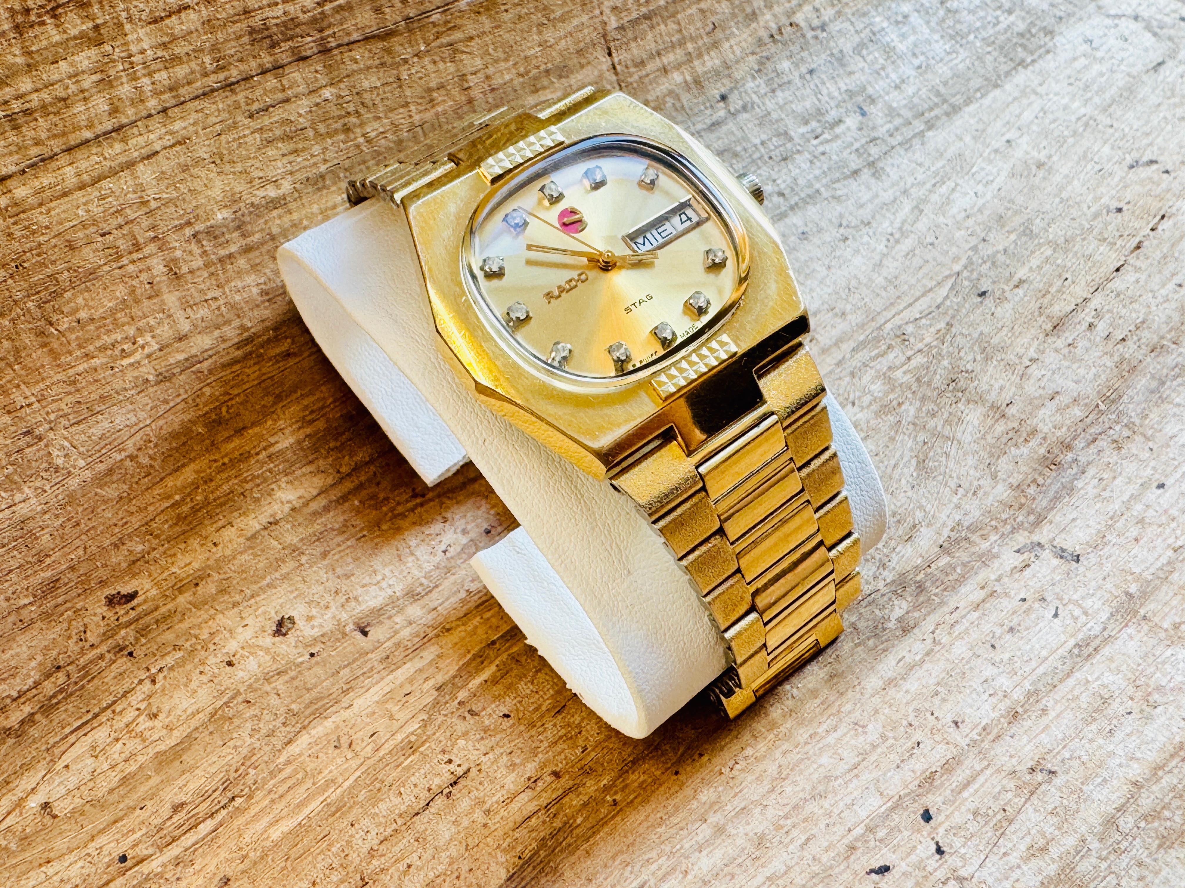Rado Stag Gold Plated Automatic Day / Date Watch im Angebot 3