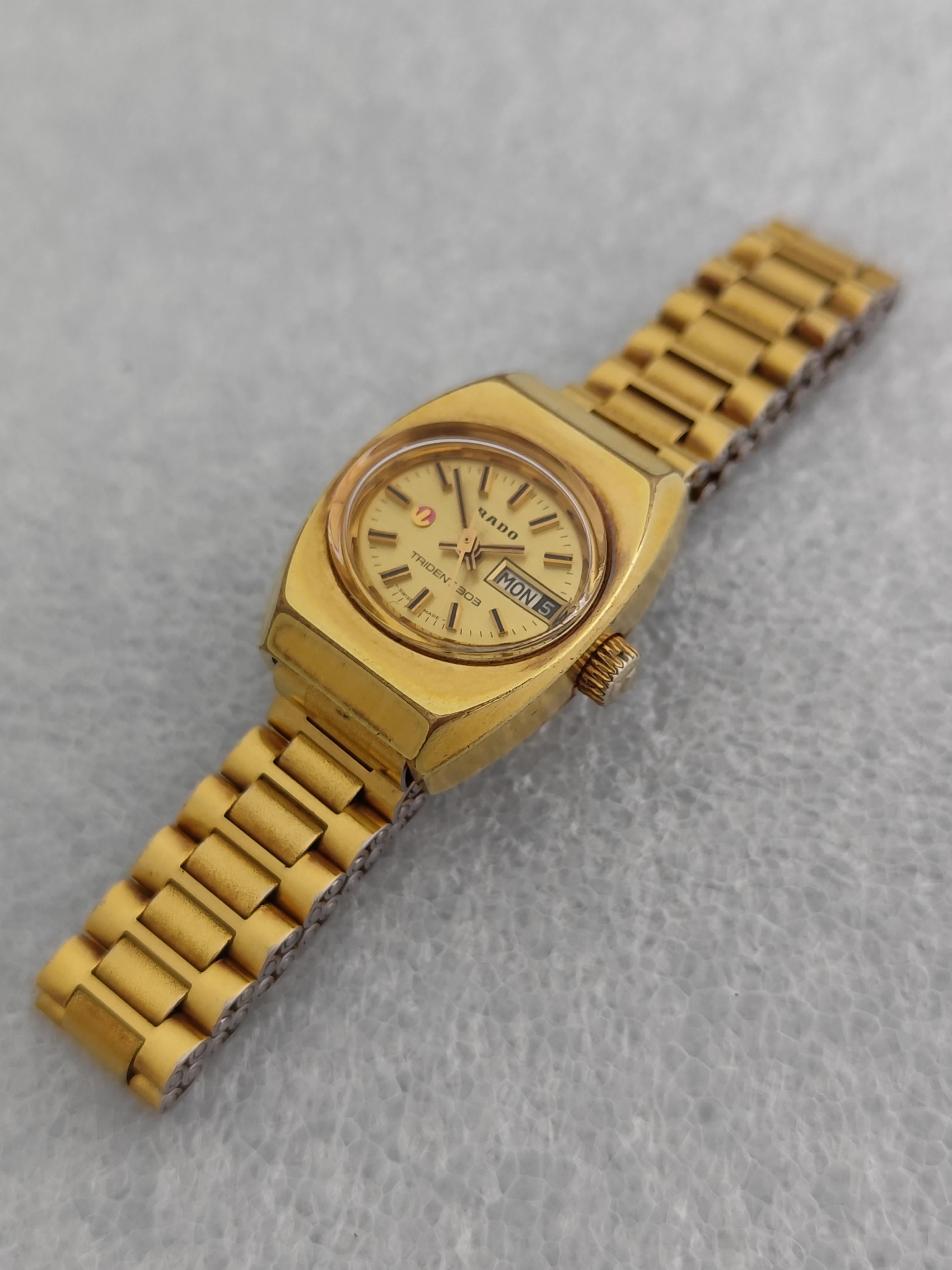 Rado TRIDENT 303 Day Date Vergoldete Automatik Damenuhr im Angebot 13