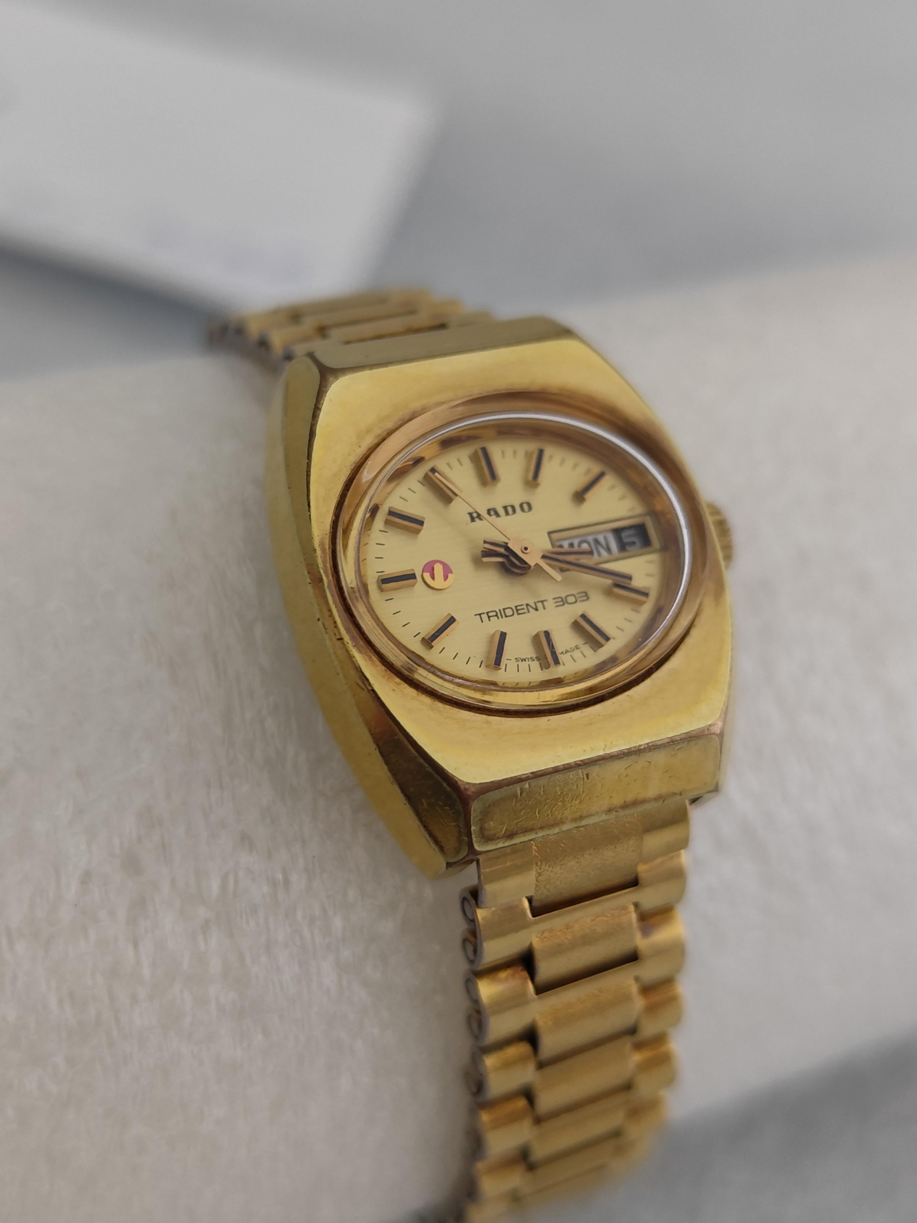 Rado TRIDENT 303 Day Date Vergoldete Automatik Damenuhr im Zustand „Gut“ im Angebot in Toronto, CA