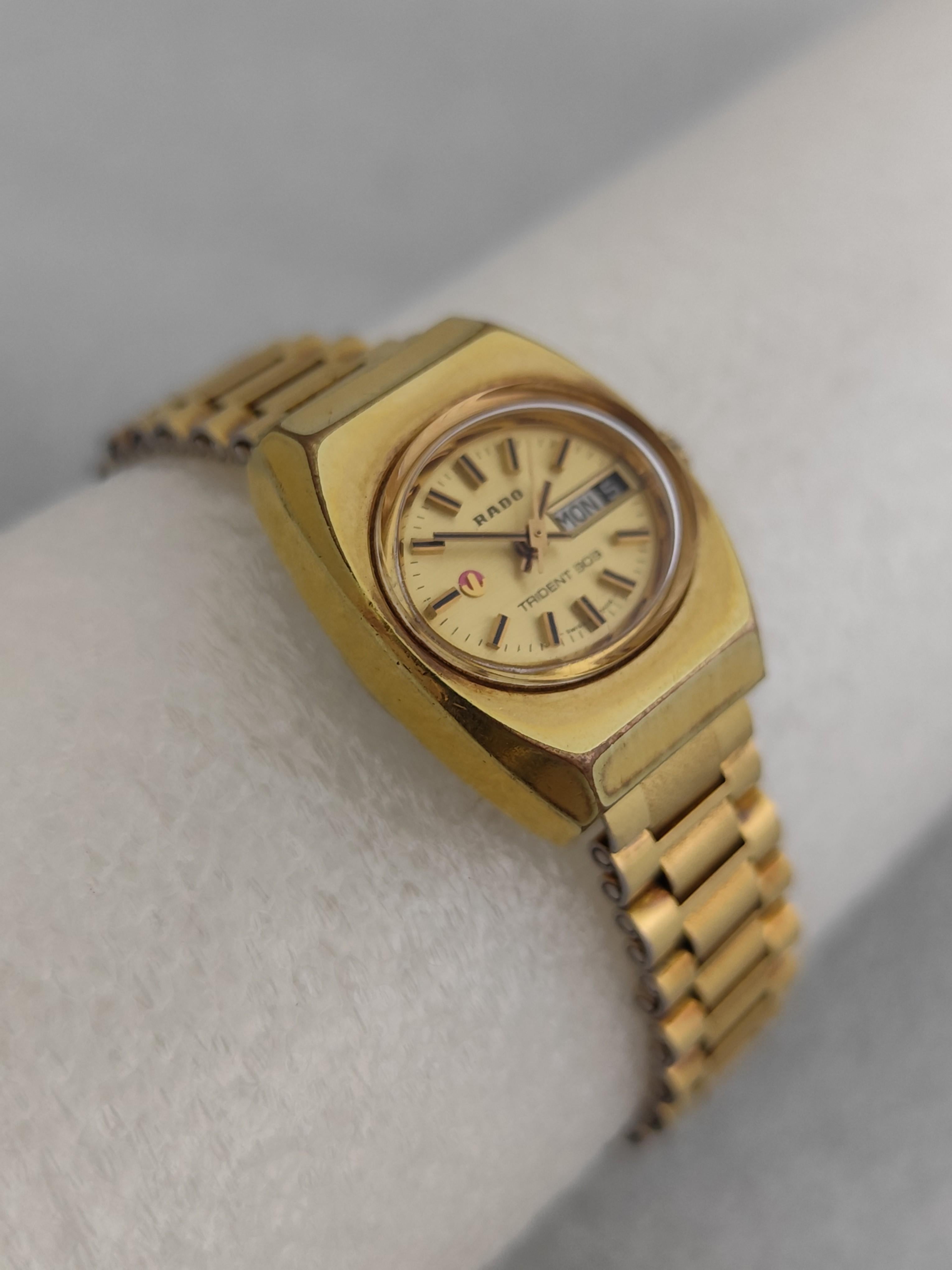 Rado TRIDENT 303 Day Date Vergoldete Automatik Damenuhr im Angebot 2