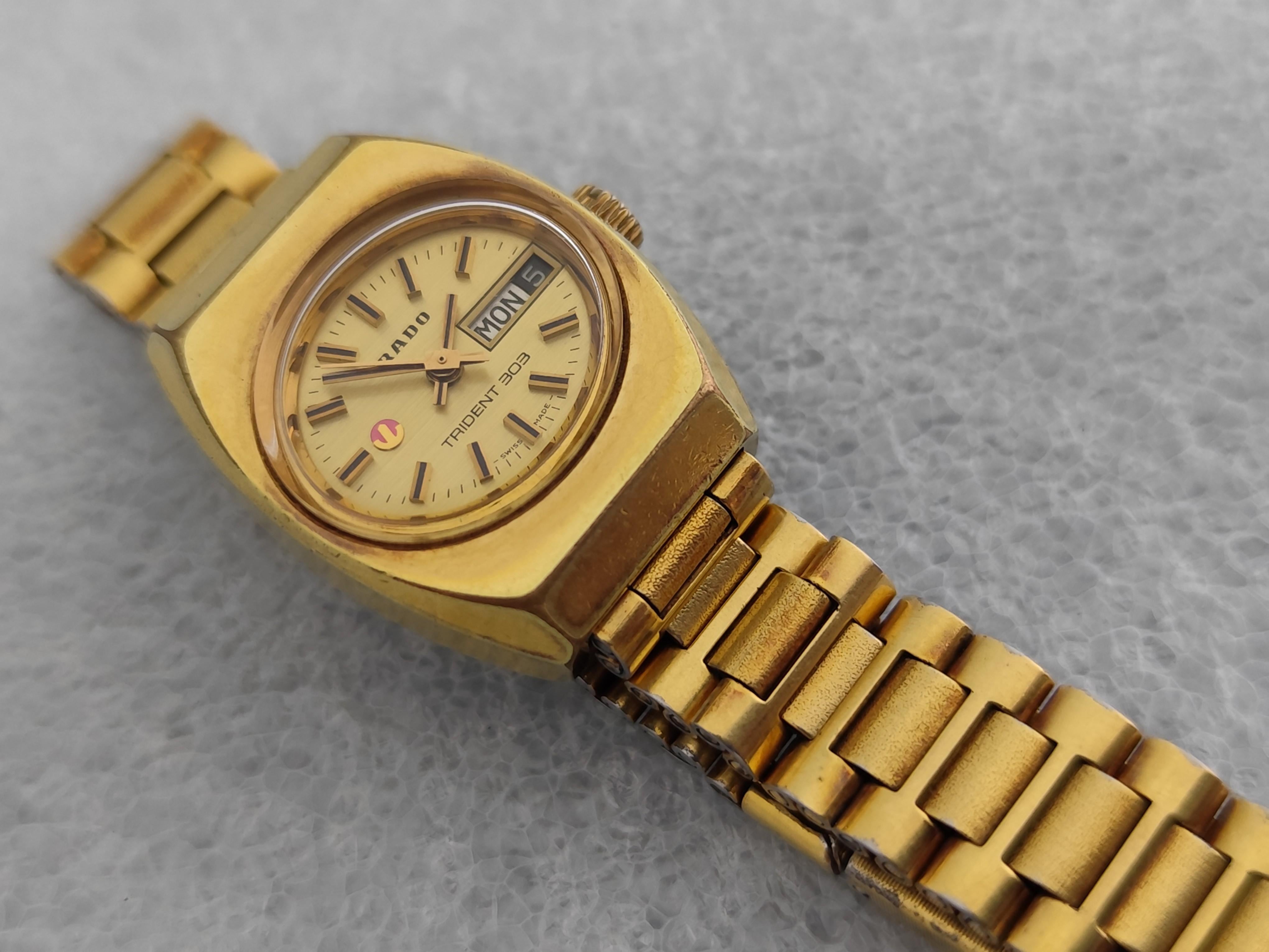 Rado TRIDENT 303 Day Date Vergoldete Automatik Damenuhr im Angebot 3