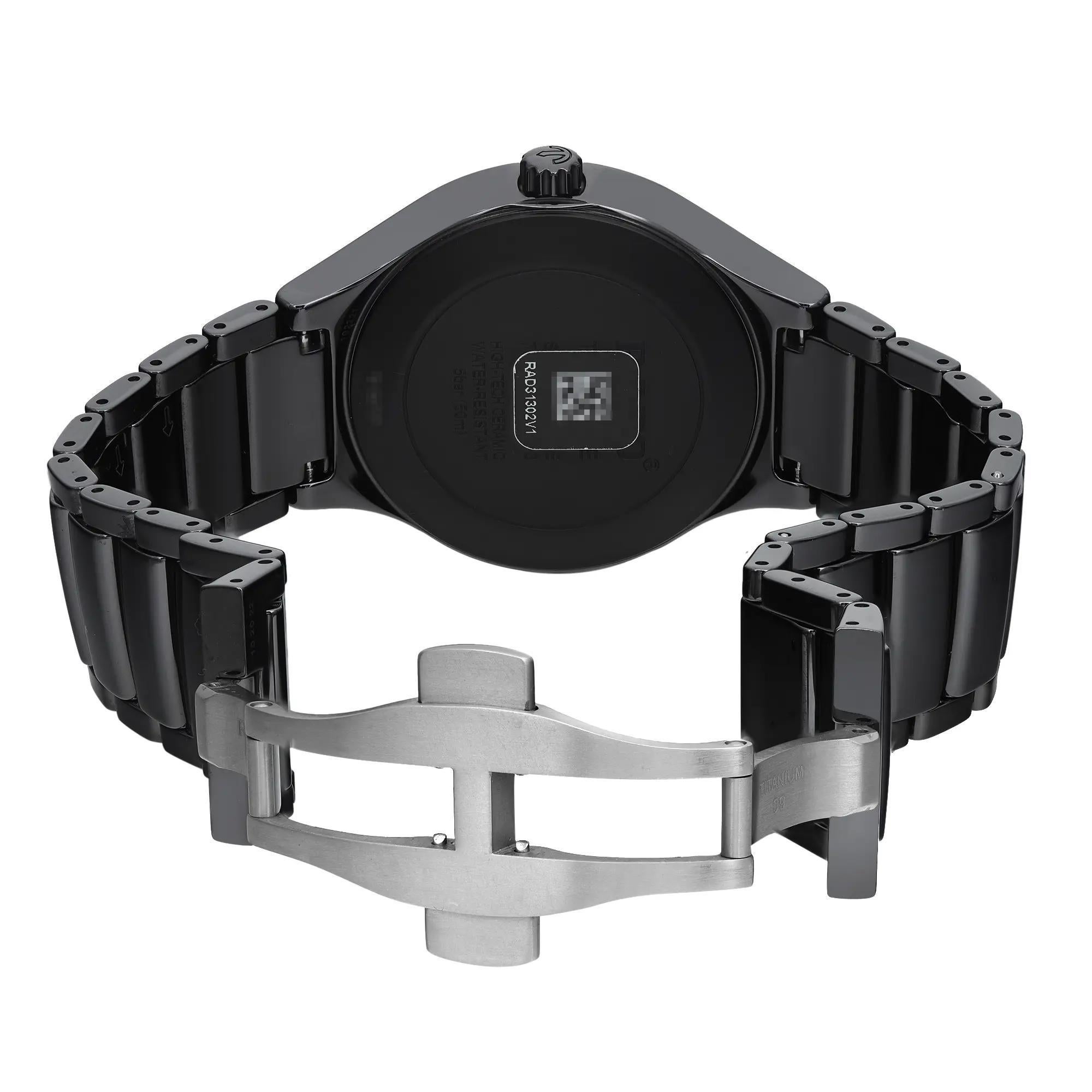 Rado True 40mm Ceramic Diamonds Black Dial Automatic Mens Watch R27056712 1