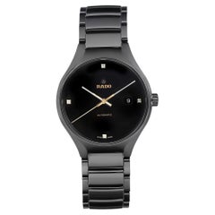 Rado True 40mm Ceramic Diamonds Black Dial Automatic Mens Watch R27056712