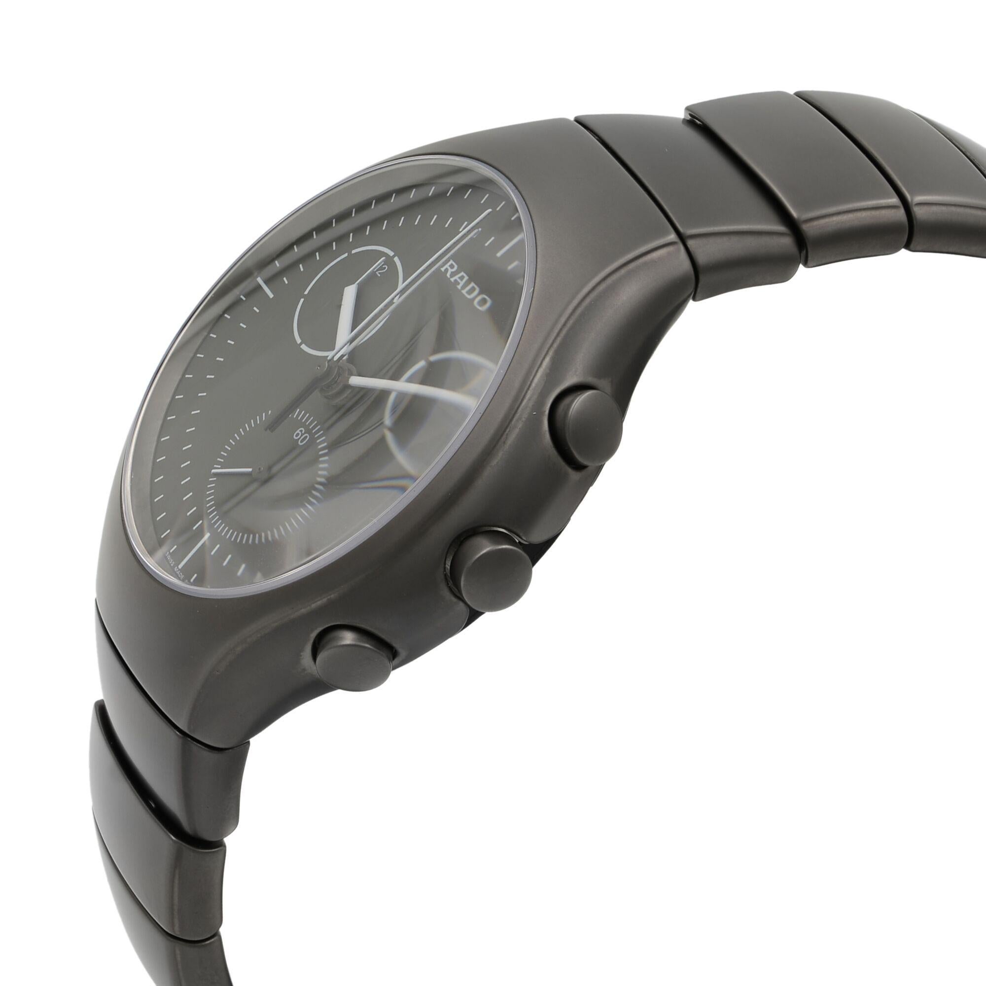 Rado True Ceramic Chronograph Grey Dial Quartz Men’s Watch R27897102 In New Condition In New York, NY