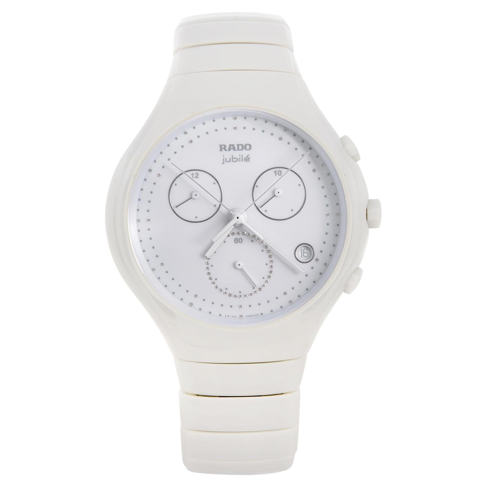 Rado True Jubile Ceramic Chronograph White Diamond Dial Quartz Watch R27832702