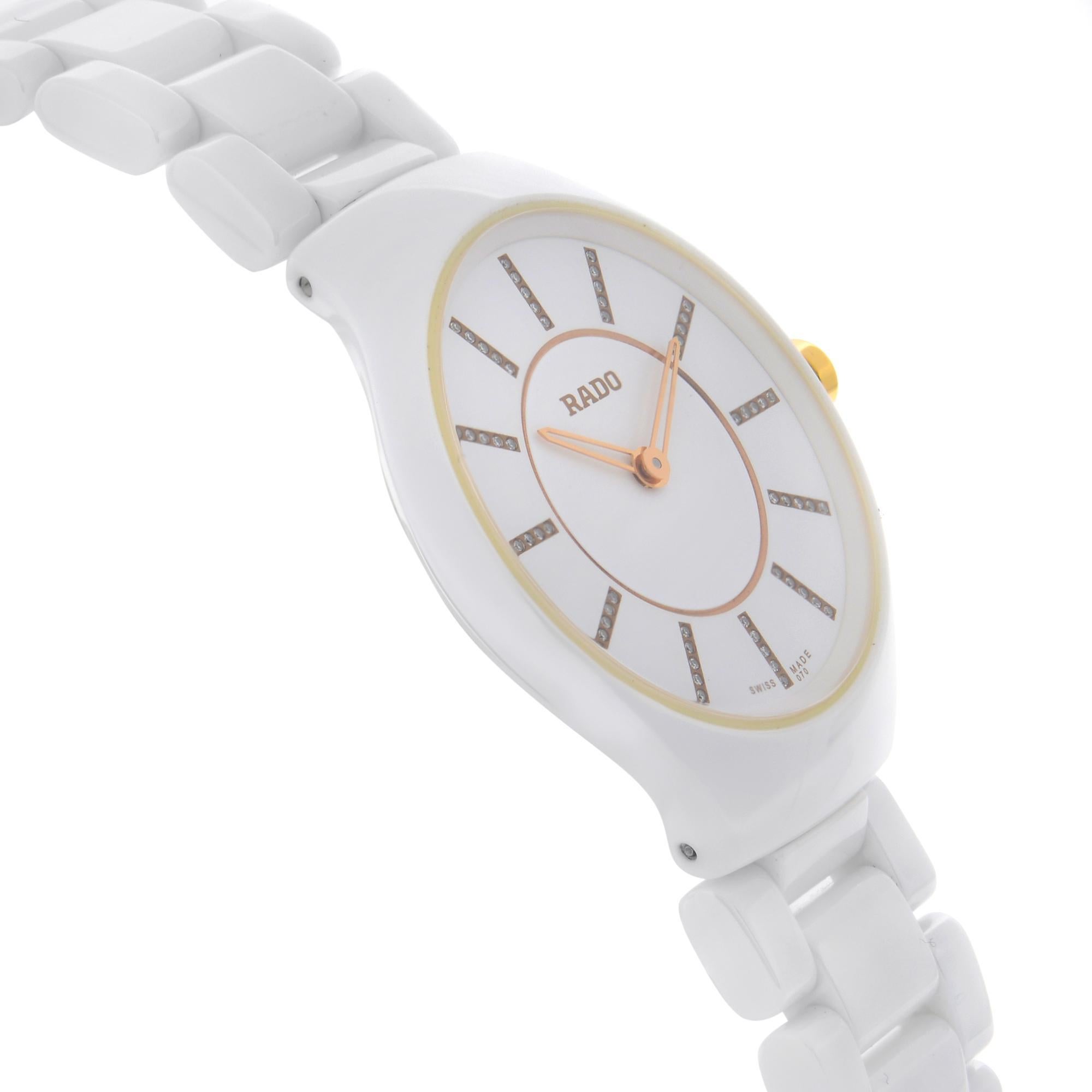 True Thinline 30mm Keramik Weißer Diamant Zifferblatt Quarz Damenuhr R27958709 1