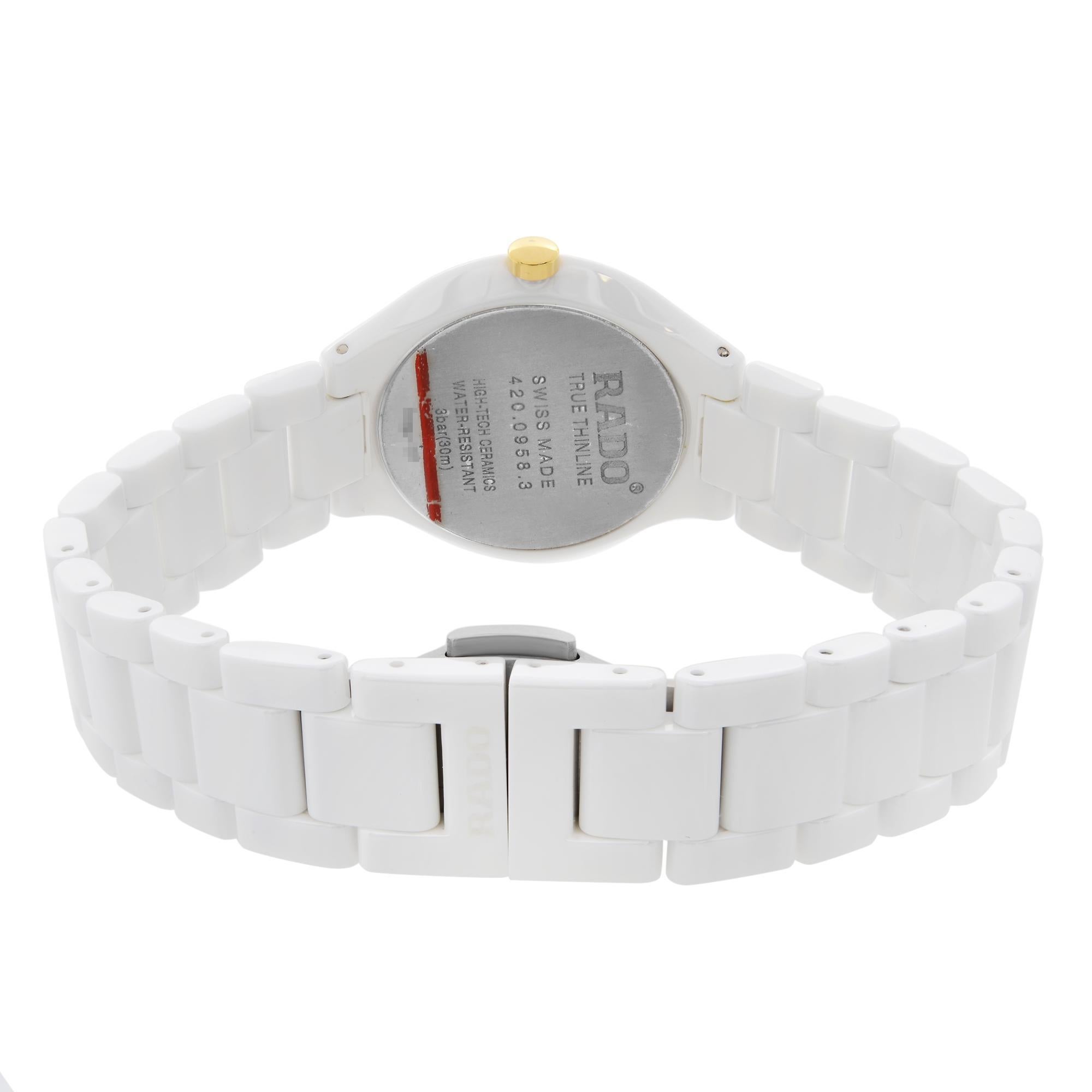 True Thinline 30mm Keramik Weißer Diamant Zifferblatt Quarz Damenuhr R27958709 2