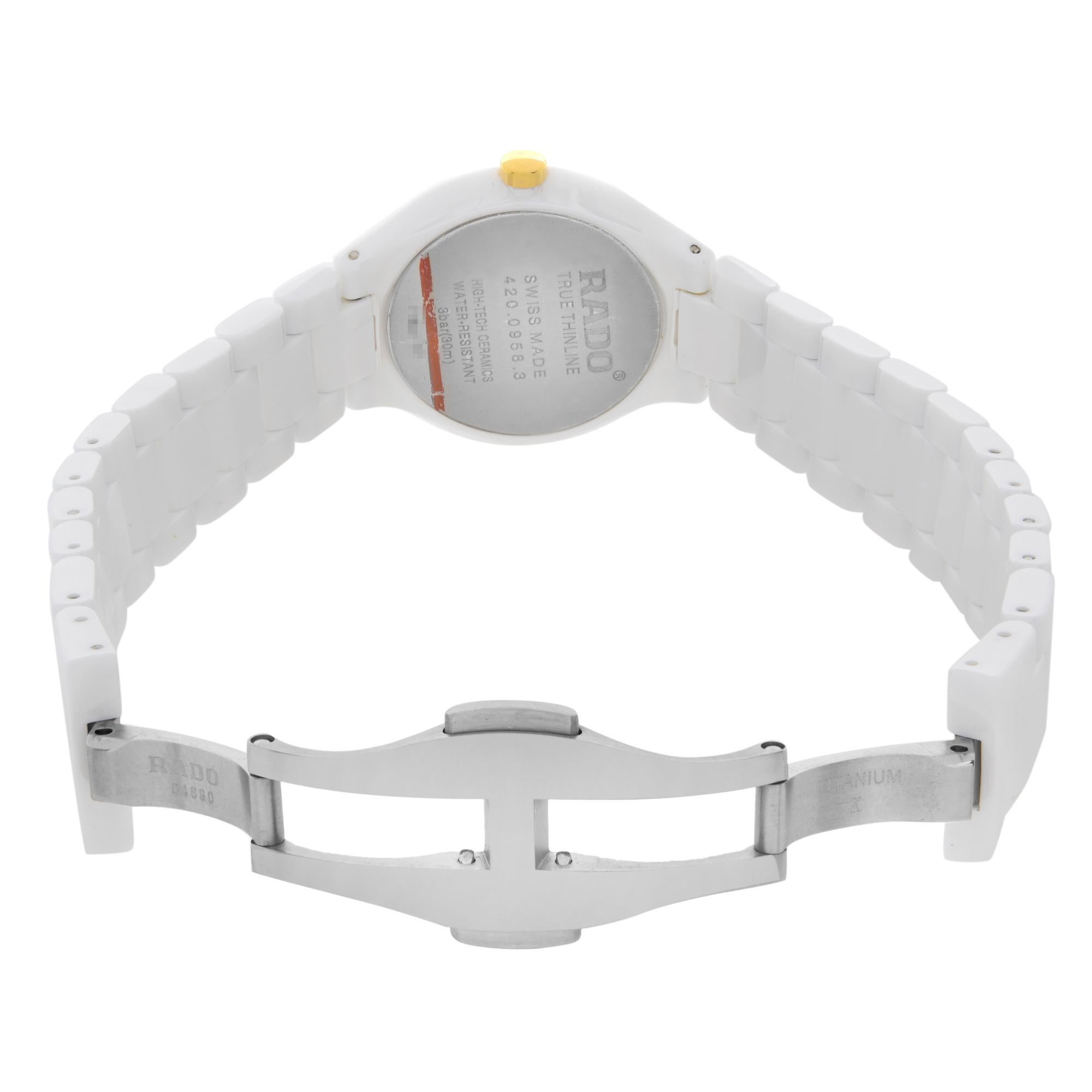 True Thinline 30mm Keramik Weißer Diamant Zifferblatt Quarz Damenuhr R27958709 3