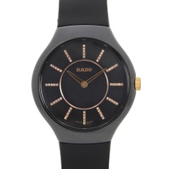 Rado True Thinline 34mm Ceramic Black Diamond Dial Ladies Quartz Watch R27742709