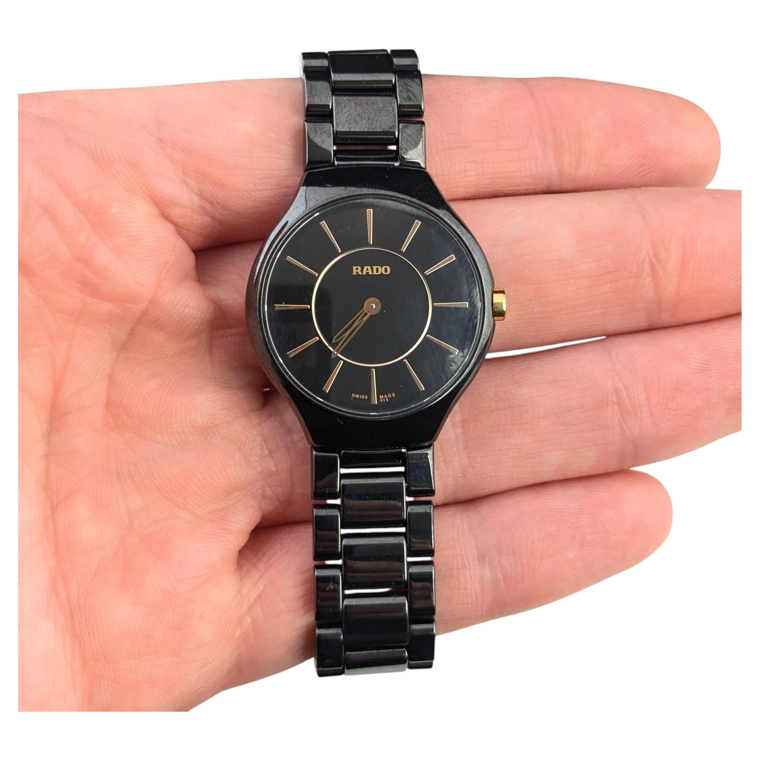 Reloj de pulsera Rado True Thinline con esfera de cerámica negra en venta