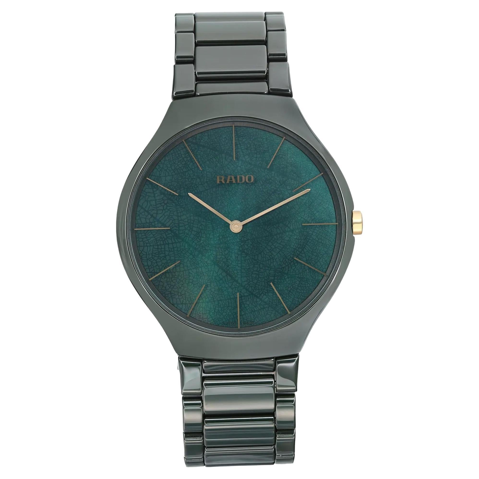 Rado True Thinline Ceramic Green Mother of Pearl Dial Quartz Men Watch R27006912