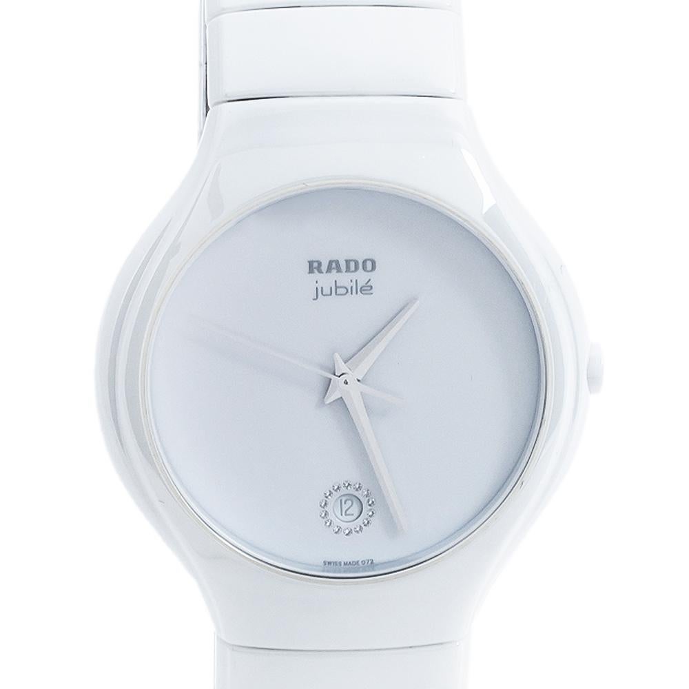Contemporain Rado Céramique blanche True Jubile R27695722 Montre-bracelet pour homme 40 mm