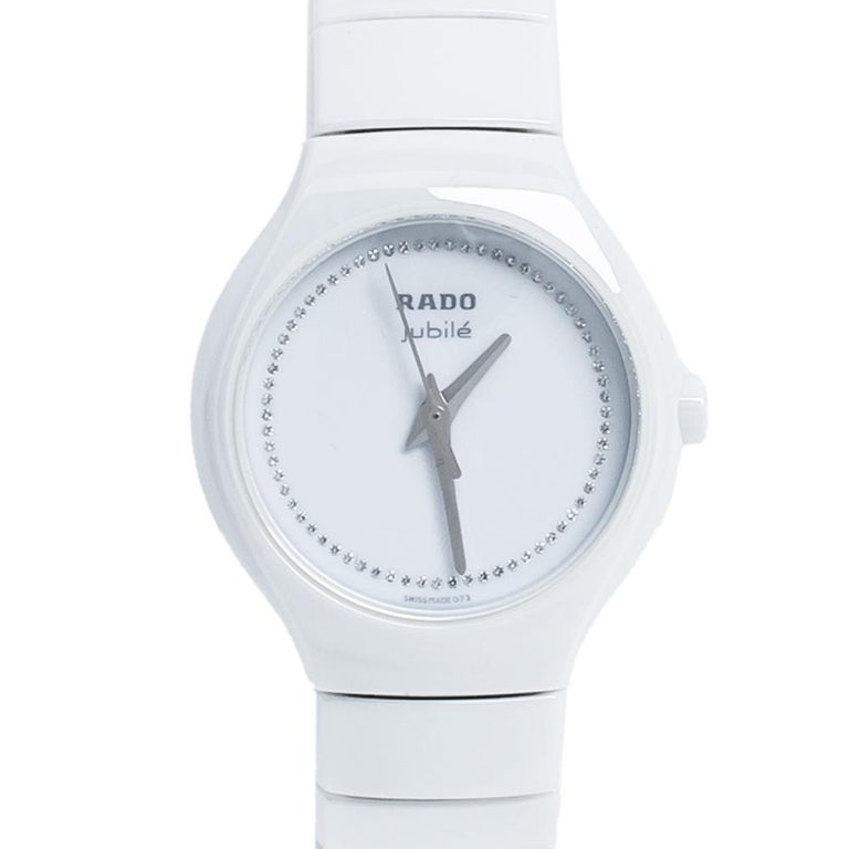 Rado White Ceramic True Jubile R27696732 Women's Wristwatch 27 mm at 1stDibs