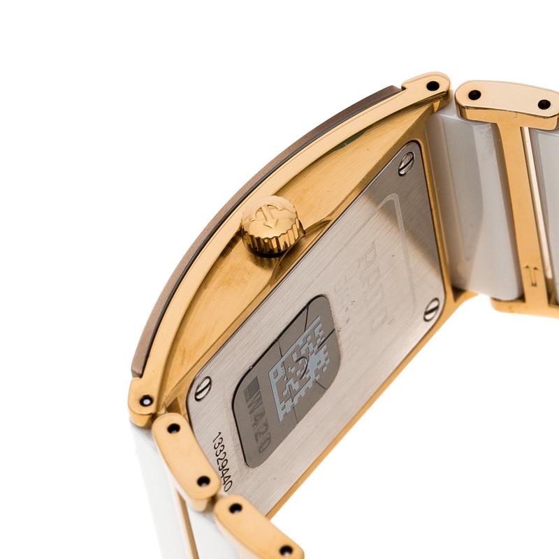 Rado White Mother of Pearl Gold Plated Steel Ceramic Integral Jubile R20791901 W im Zustand „Gut“ in Dubai, Al Qouz 2