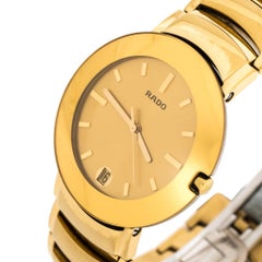 Rado Yellow Gold Plated Stainless Steel Coupole R2262773 Men's Wristwatch 35 mm