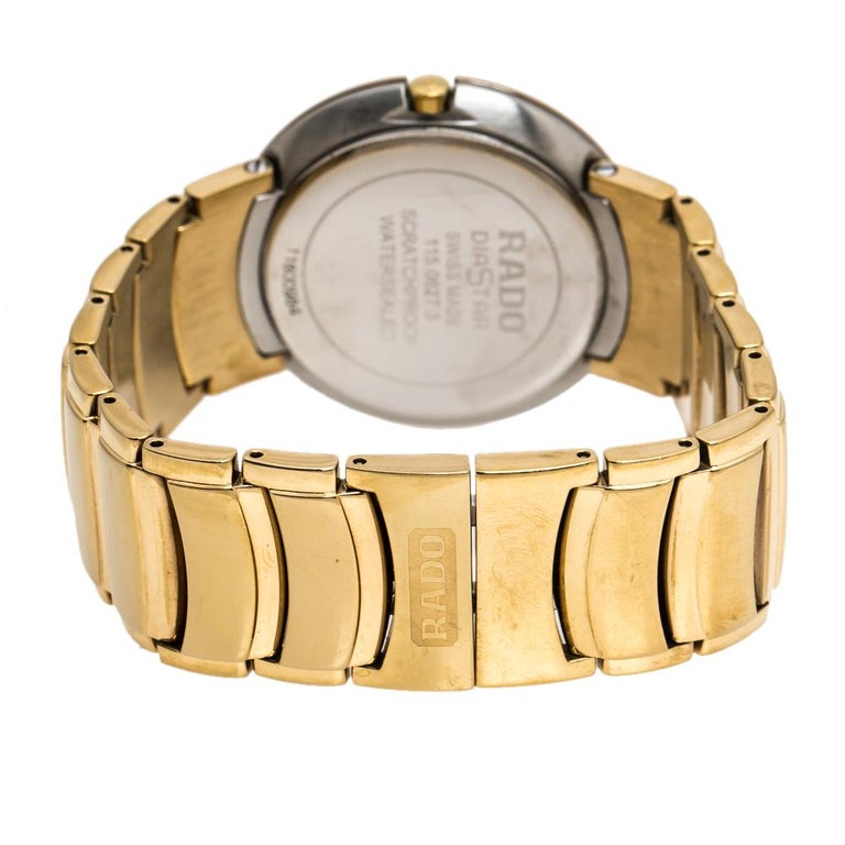 Rado Yellow Gold Plated Stainless Steel Coupole R2262773 Men S Wristwatch 35 Mm For Sale At 1stdibs