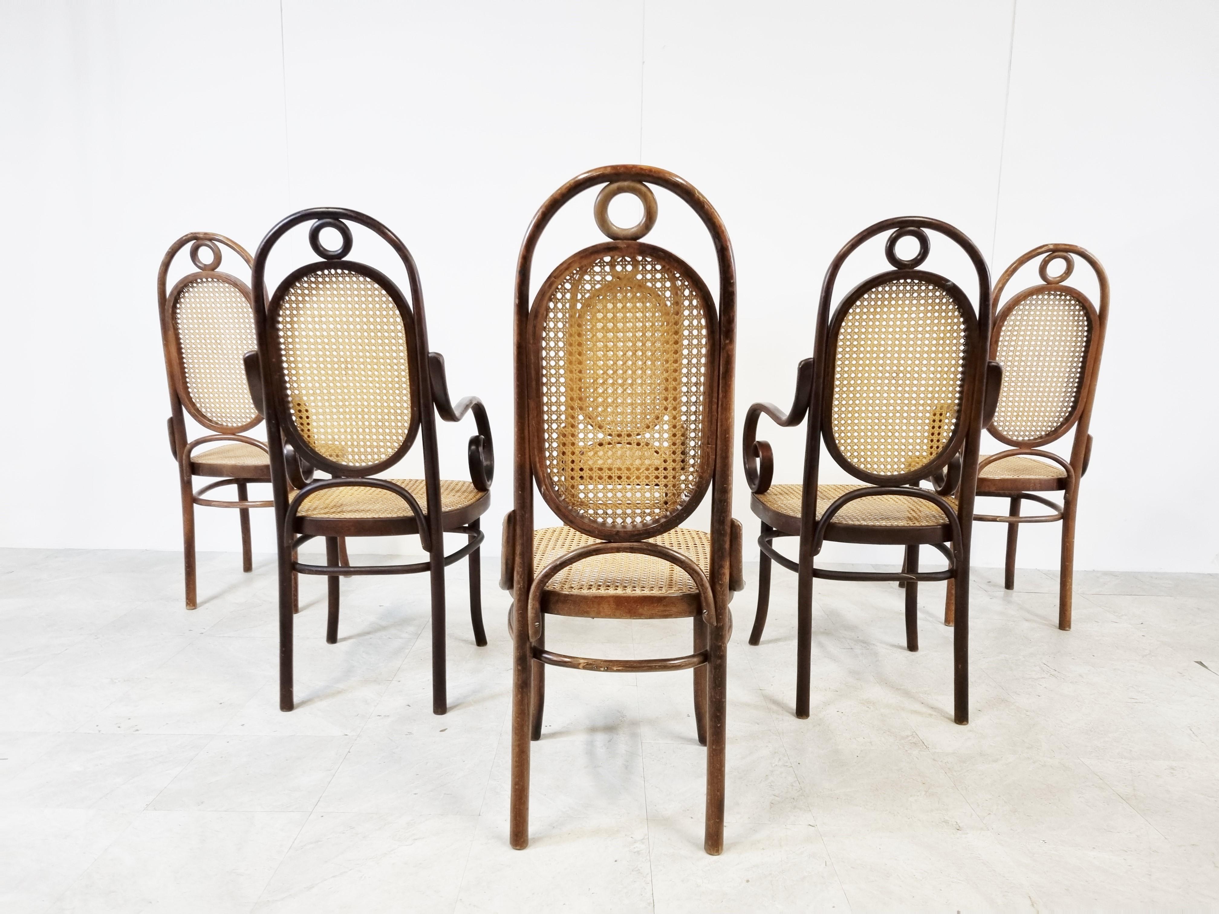Cane Radomsko Dining Chairs, Set of 6, 1950s