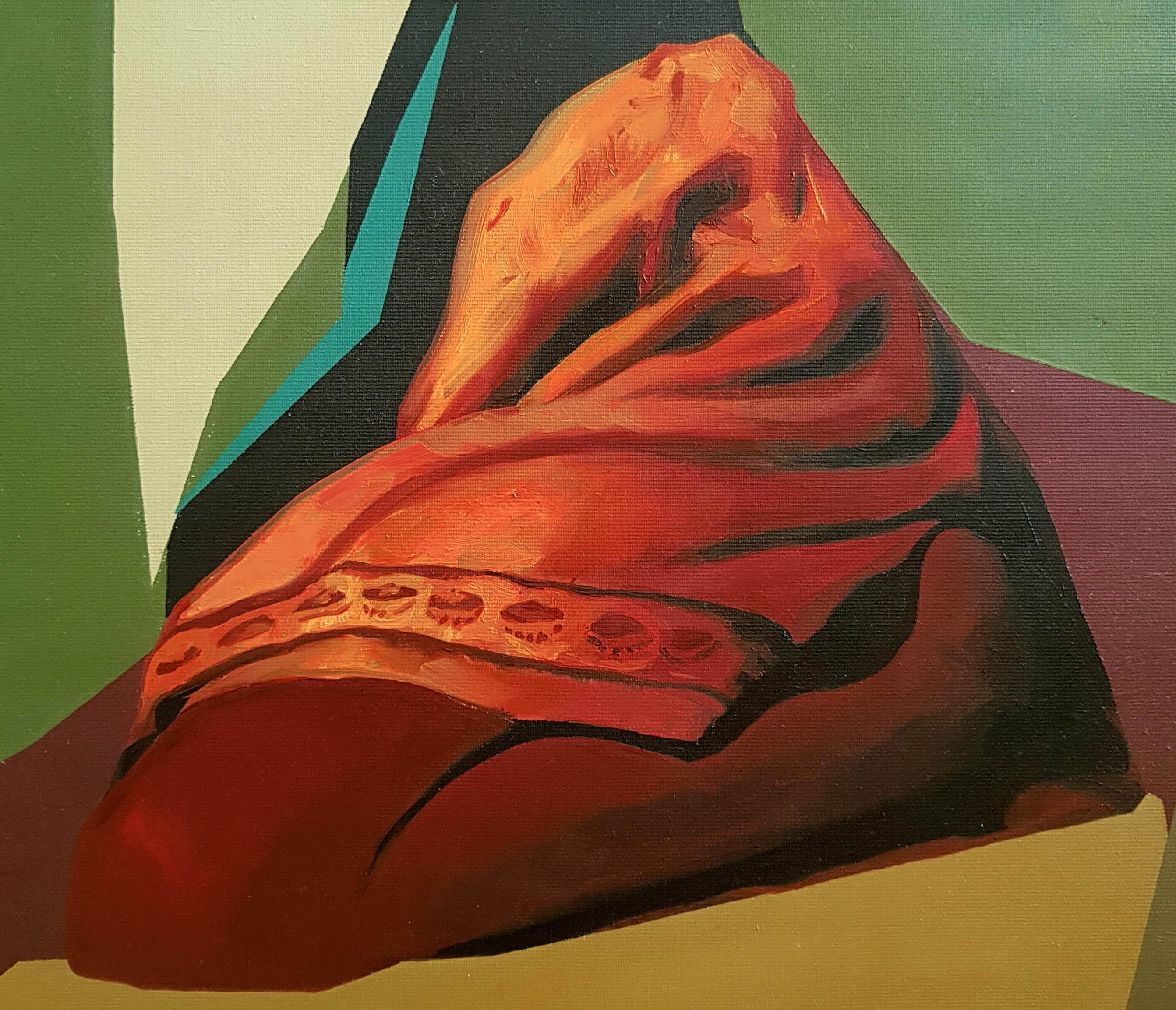 Le feu givr - 21e sicle, peinture, orange, vert, contemporain - Painting de Radu Rodideal