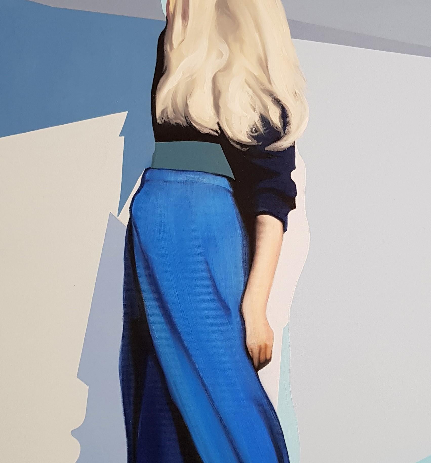 Enigma glaciale - Contemporaneo, Pittura, Blu, Donna, Bionda, 21° secolo 1
