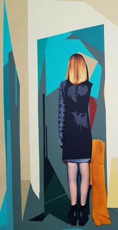 Nirvana - Contemporary, Weiblich, Orange, Blau, 21. Jahrhundert, Malerei