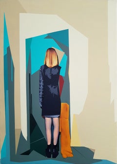 Nirvana - Contemporary, Female, Orange, Blue, 21st Century, Painting