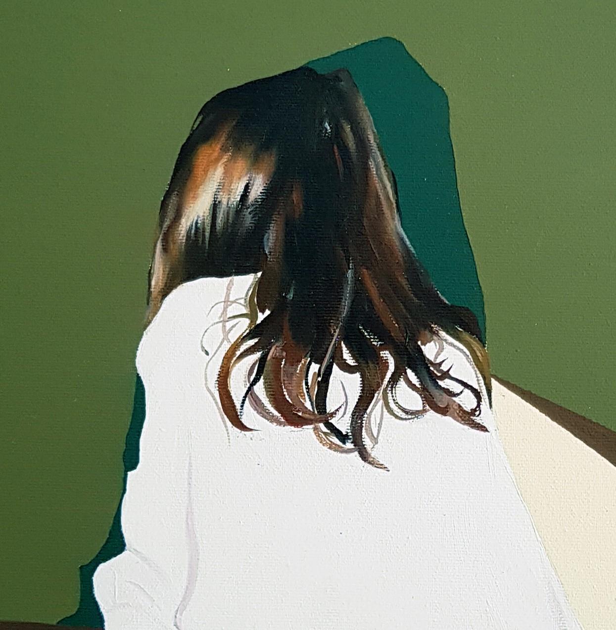 Spirited Bystander - Contemporary, Painting, Green, White, 21st Century For Sale 1