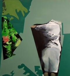 Butterflies incertains - Contemporain, peinture, vert, blanc, XXIe sicle