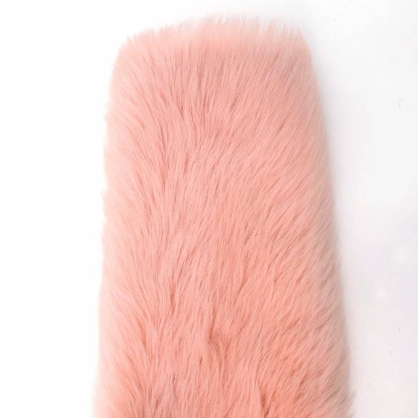 Raey, Matches Fashion own brand light pink fur coat. 
Made in UK. 
Worn 3 times, purchased Matches Marylebone early 2017
 
Features a V- neckline, elongated sleeves and a knee-skimming silhouette.  Concealed centre-front hook-and-eye fastening.