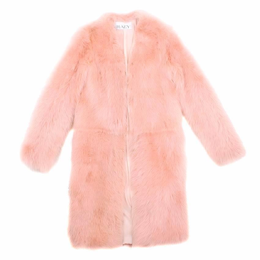 Raey Barley Sugar Pink Sheepskin Fur Coat Size XS In Excellent Condition For Sale In London, GB