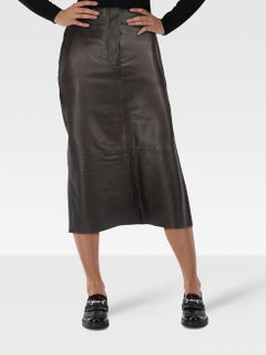 Raey Black Leather Midi Skirt Size XS