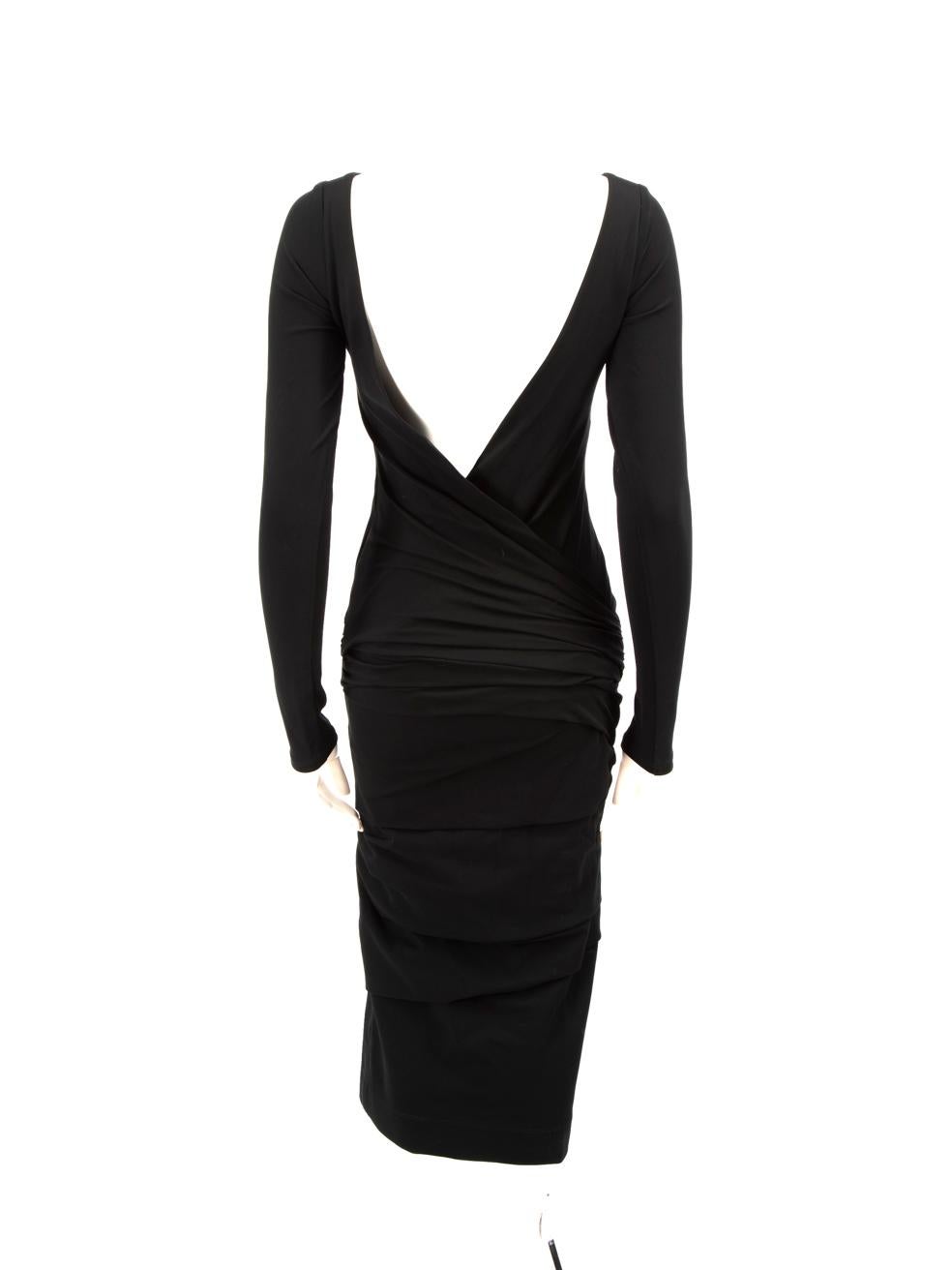 Raey Vestido Midi Negro Bodycon Espalda Abierta con Volantes Talla XS en Bueno estado para la venta en London, GB