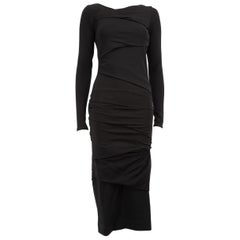 Raey Schwarzer Rüschenbodycon Midikleid mit offenem Rücken Größe XS