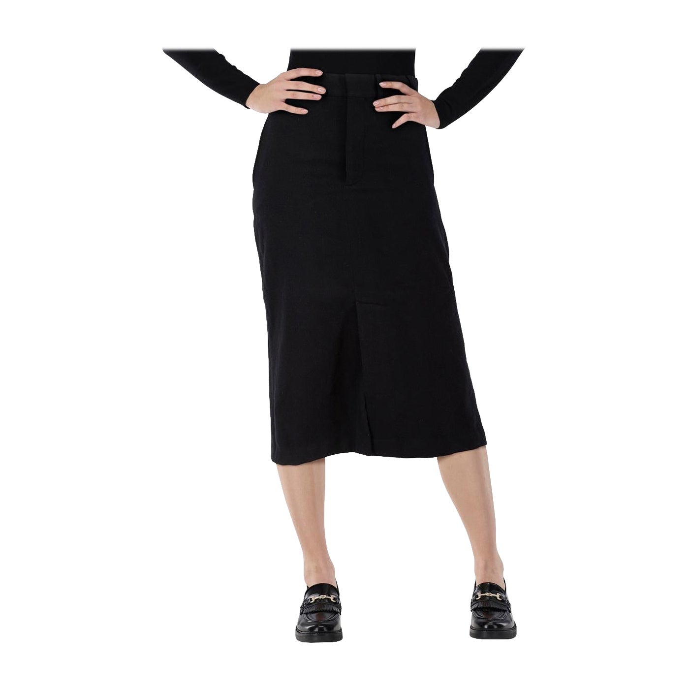 Raey - Jupe midi en laine noire fendue sur le devant - Taille XXS