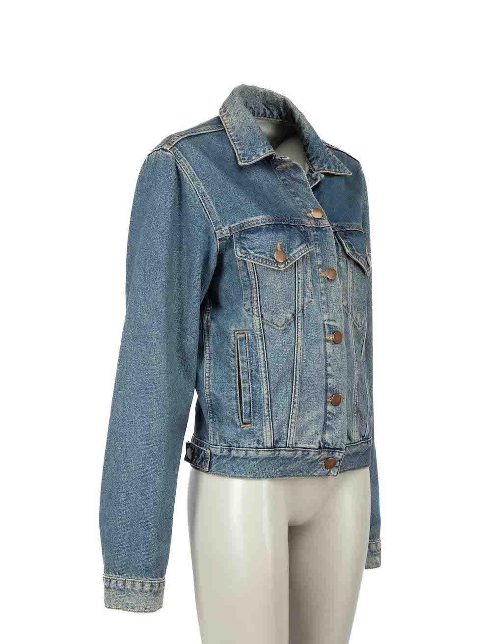 CONDITION is Very good. Hardly any visible wear to jacket is evident on this used Raey designer resale item.
  
Details
Blue
Cotton
Denim jacket
Button up fastening
Buttoned cuffs
4x Front pockets
  
Made in Turkey
  
Composition
100% Cotton
  
Care