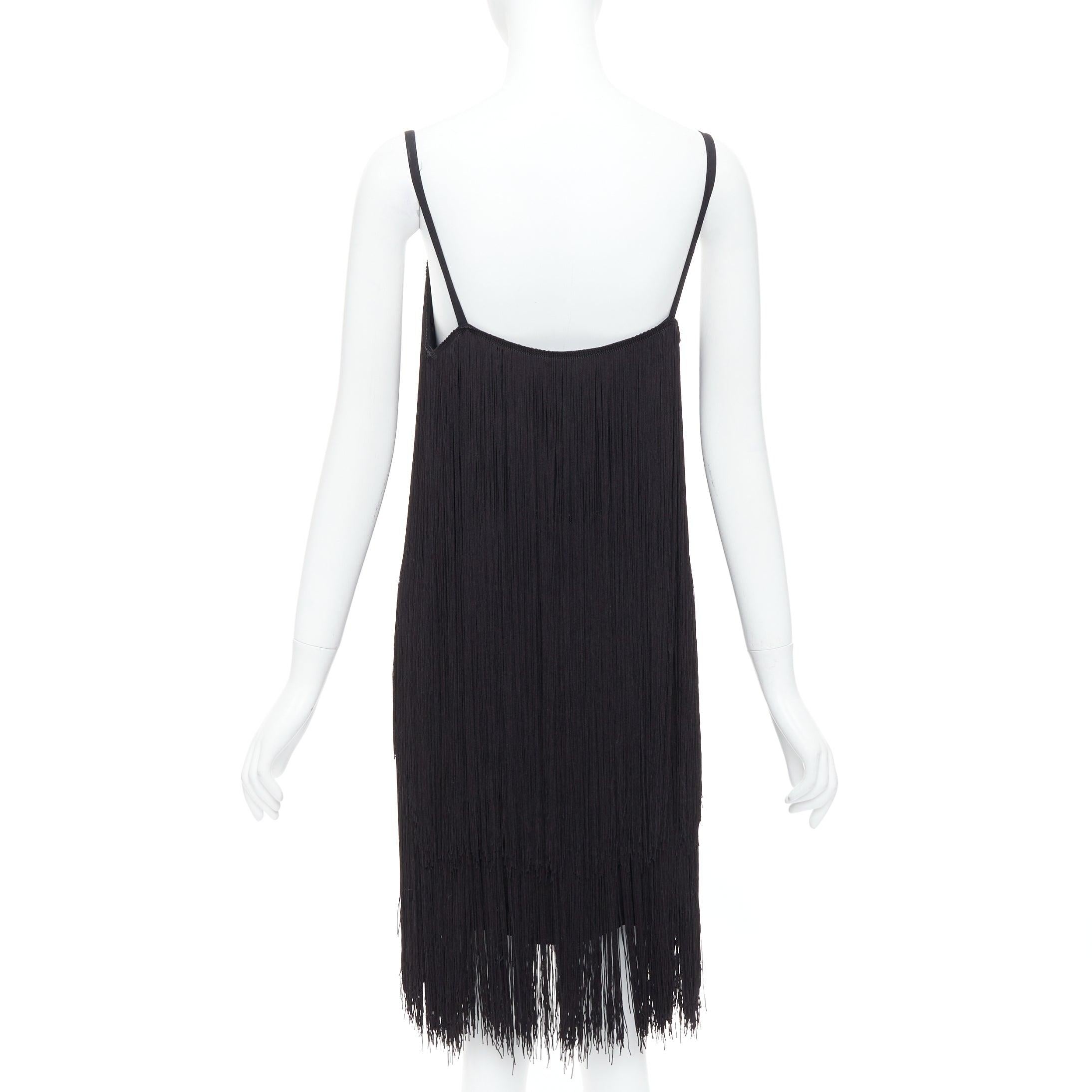De las mujeres RAEY DR1210 Vestido de cóctel negro con flecos UK8 S en venta