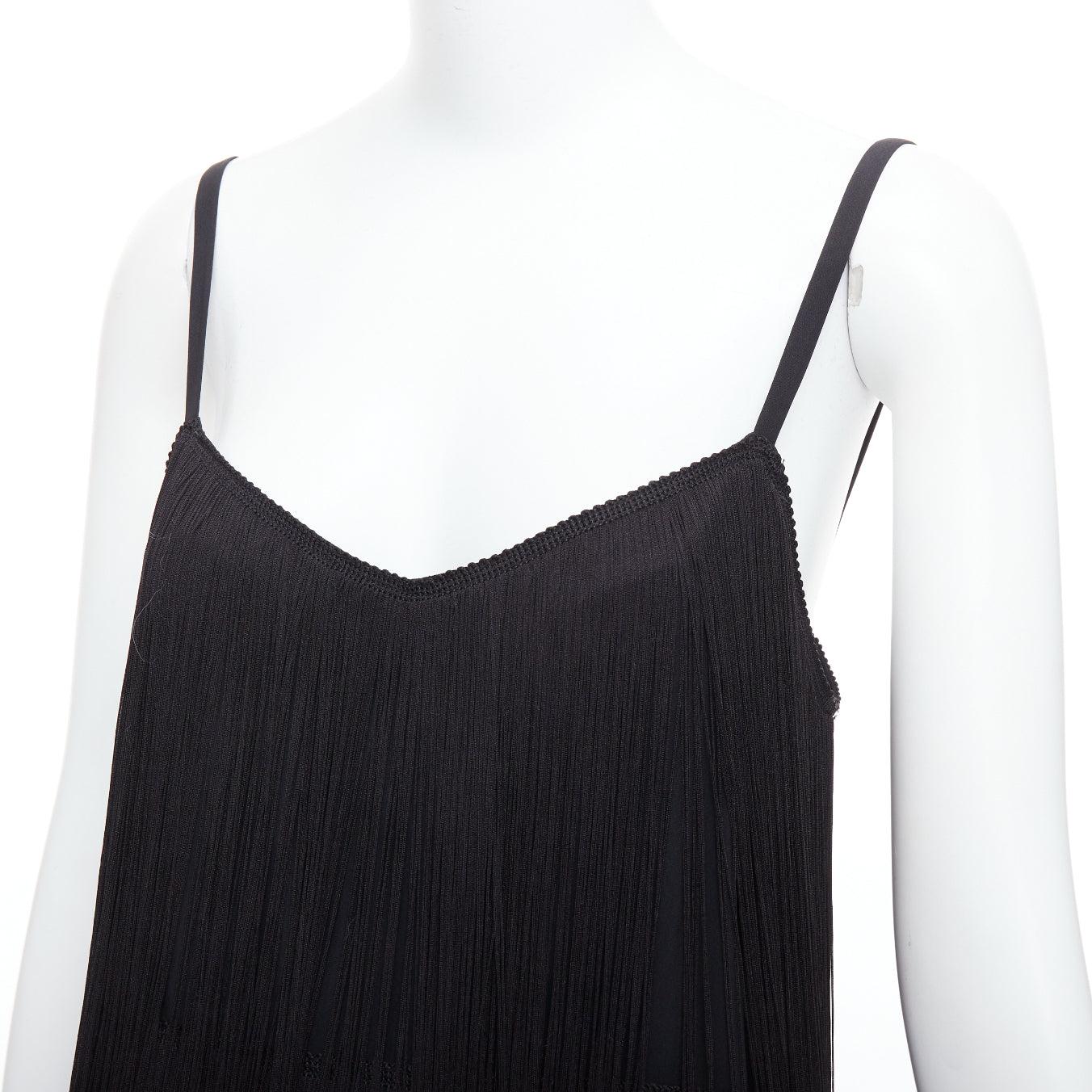 RAEY DR1210 Vestido de cóctel negro con flecos UK8 S en venta 2