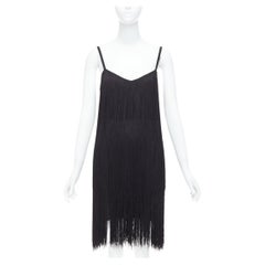Raey DR1210 Robe de cocktail à franges noires UK8 S