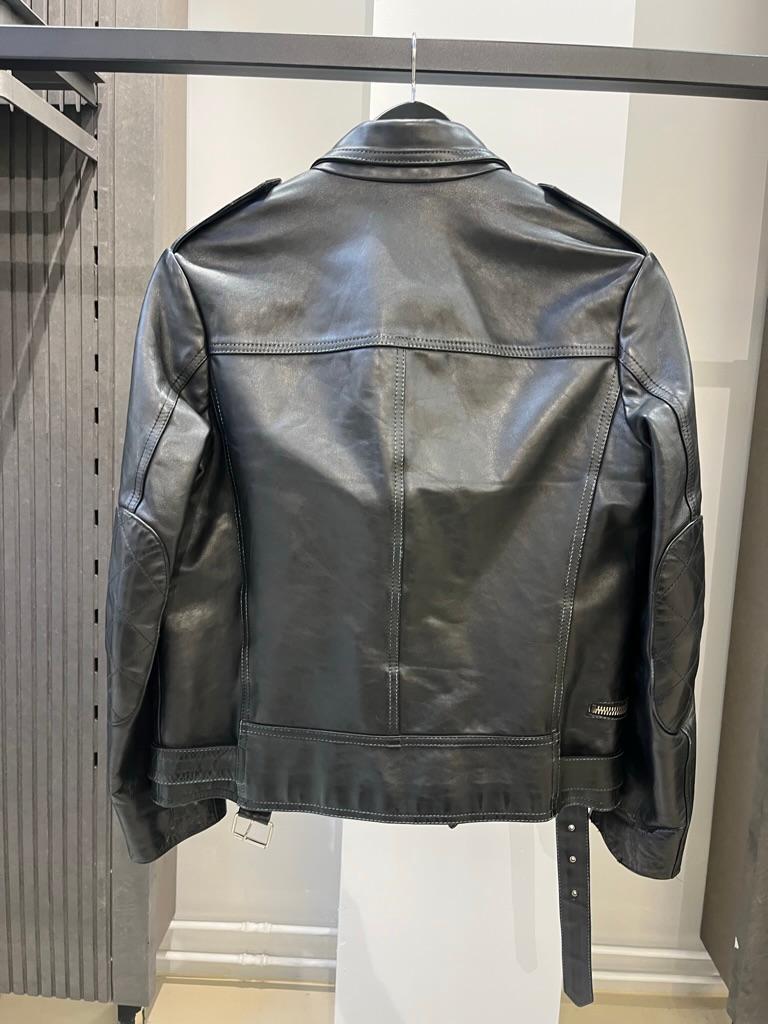 Raf By Raf Simons
2006 Perfecto Leather Riders Jacket
Size 48

Beautiful Raf by Raf Simons perfecto riders jacket in a size 48. Absolutely stunning piece that's very hard to come by. Features different details such as multiple zippers, a cargo