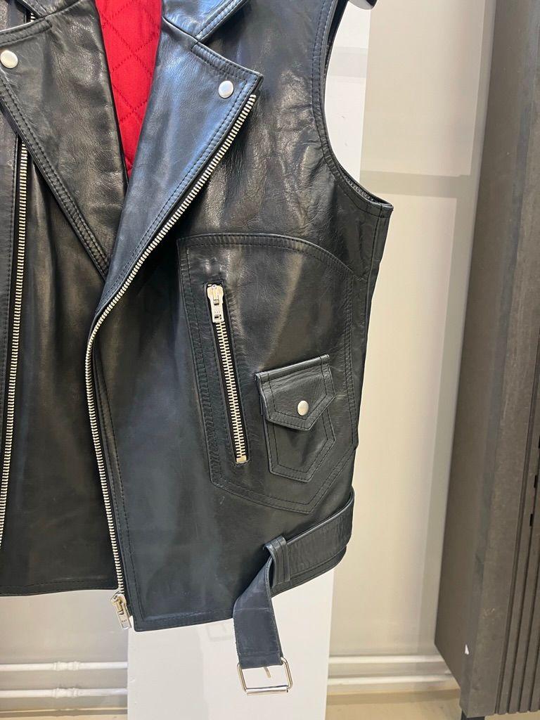 Raf By Raf Simons 2006 Perfecto Leather Riders Vest In Good Condition For Sale In LISSE, NL