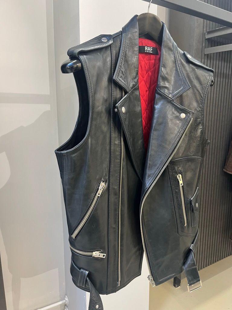 Men's Raf By Raf Simons 2006 Perfecto Leather Riders Vest For Sale