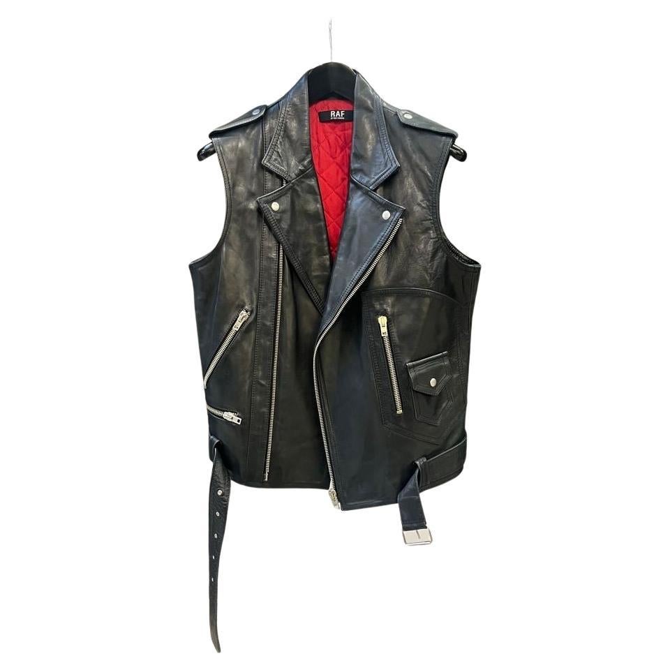 Raf By Raf Simons 2006 Perfecto Leather Riders Vest For Sale