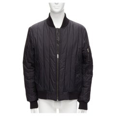 RAF BY RAF SIMONS black vertical quilt stitch padded MA1 bomber jacket IT50 L