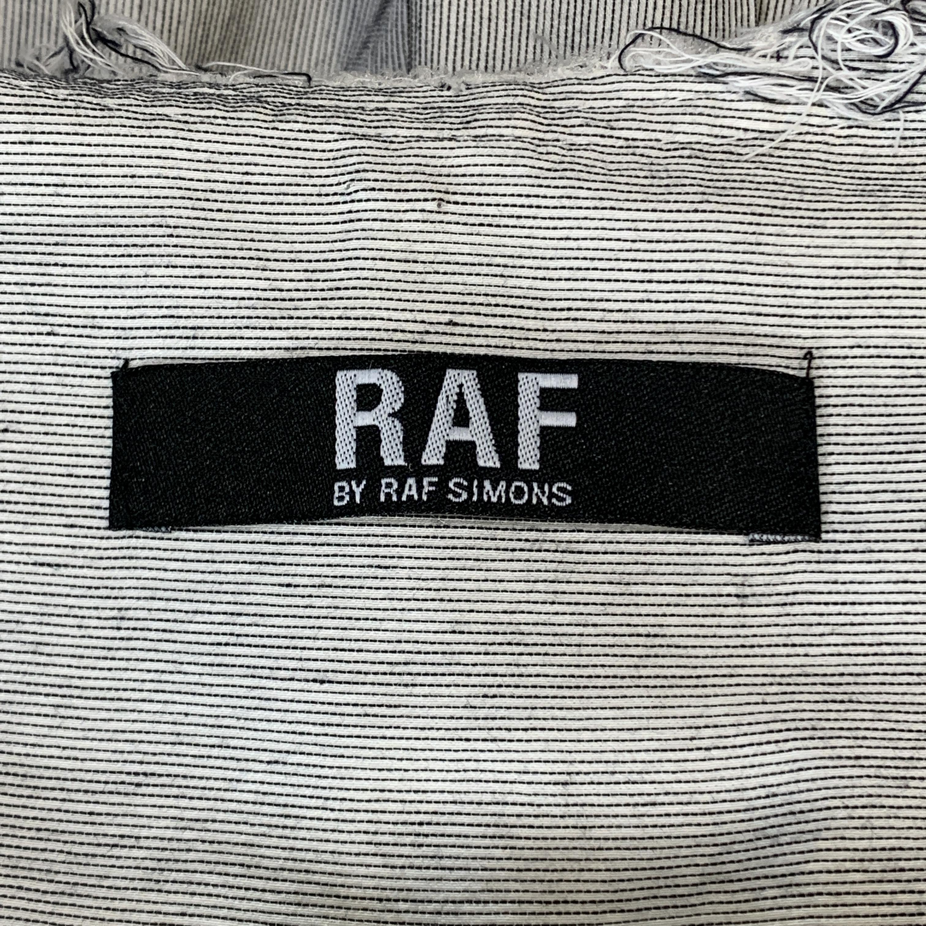 RAF by RAF SIMONS Size M Black & White Pinstripe Cotton Hooded Patches Shirt 3