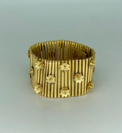 RAF Italian Wide Link Flower Motifs Bracelet 18k Solid Gold