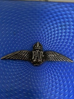 RAF Silver & Guilloché Enamel Cigarette / Cigar Box, George V c1938. Gieves Ltd