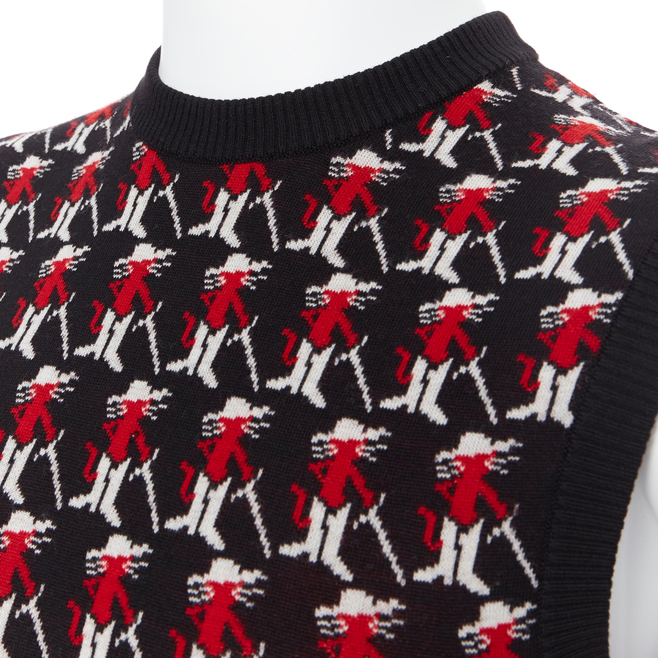 RAF SIMONS 100% merino wool red figurine knitted sleeveless sweater vest S
Brand: Raf Simons
Designer: Raf Simons
Model Name / Style: Sweater vest
Material: Wool; merino wool
Color: Black
Pattern: Other; red figurine
Extra Detail: Sleeveless. V-neck