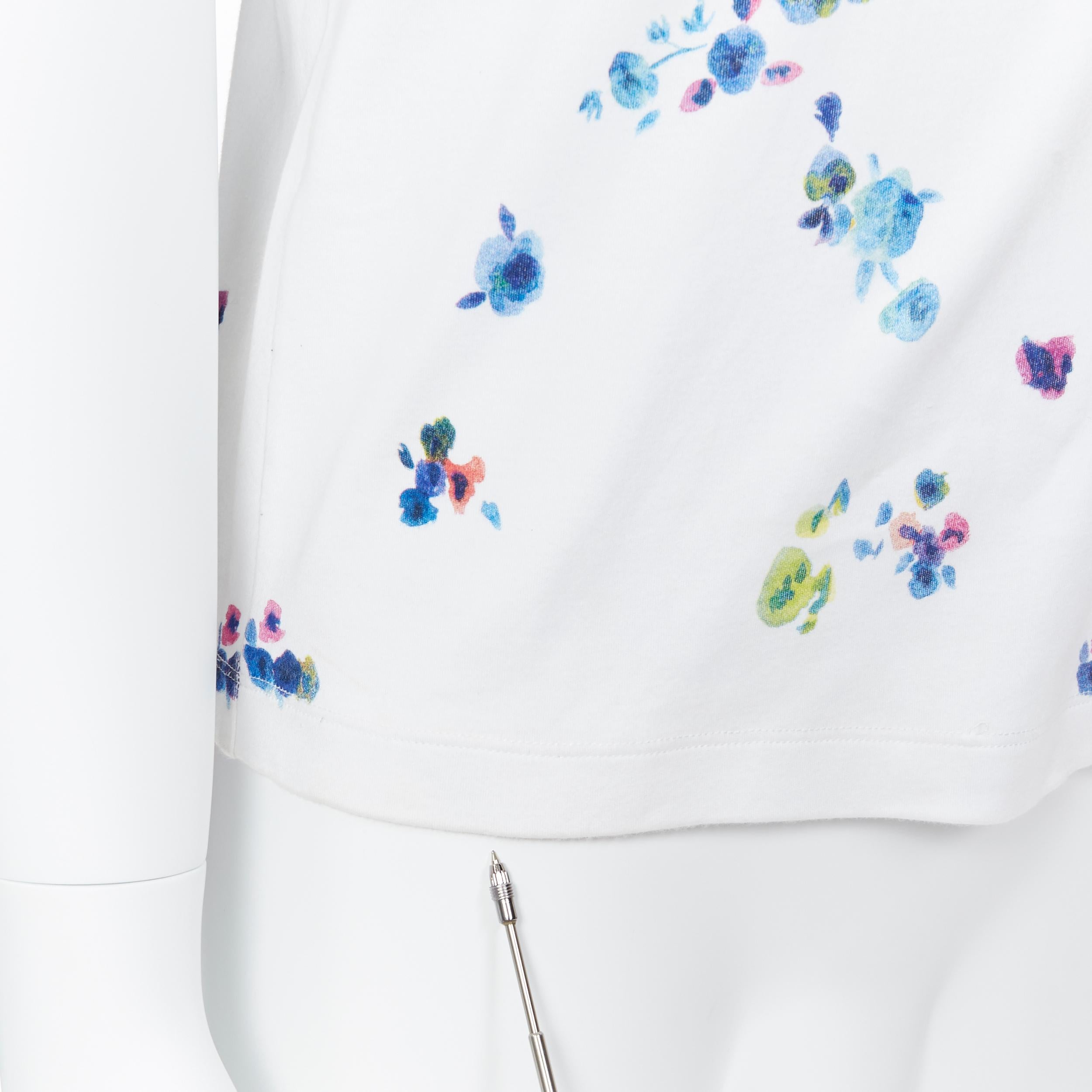 RAF SIMONS 100% white multicolor watercolor floral print short sleeve t-shirt XS 2